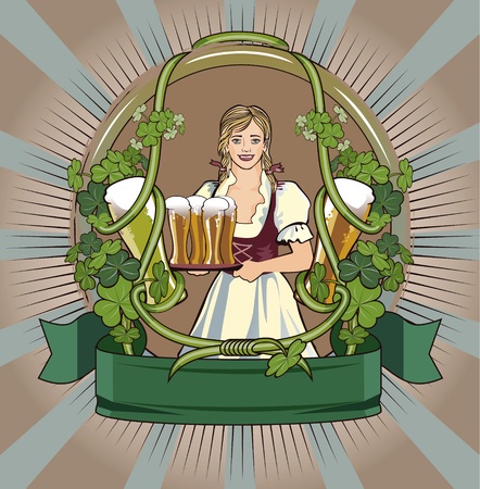 green beer waitressのイラスト素材