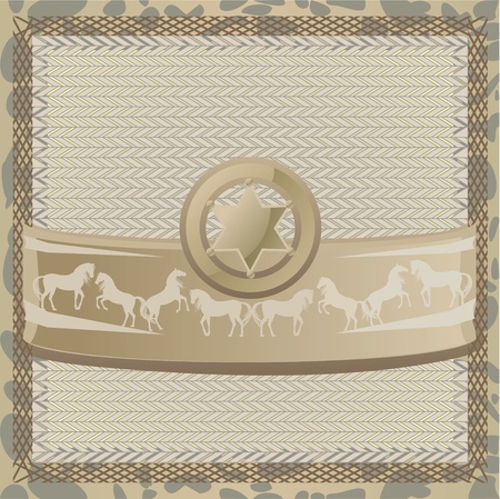 sheriff star, horse silhouette backgroundのイラスト素材