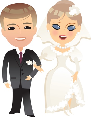 wedding bride and groom cartoonのイラスト素材
