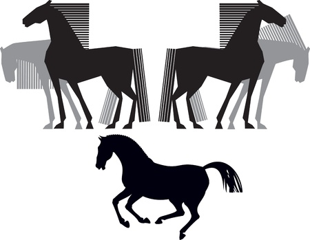 horse silhouette blacl and greyのイラスト素材