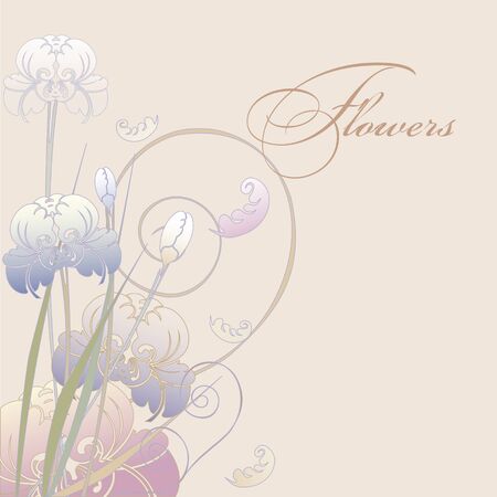 floral design iris pastel colorのイラスト素材