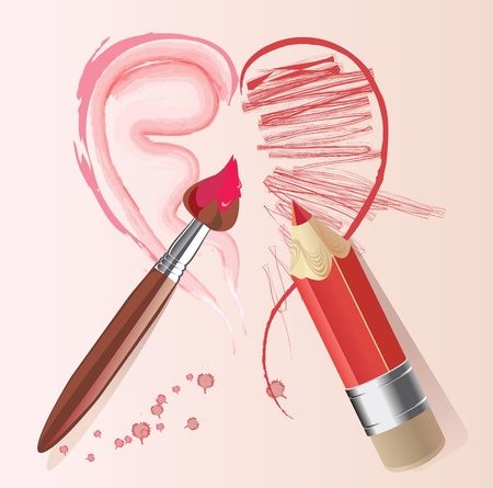 love story heart brush and pencilのイラスト素材