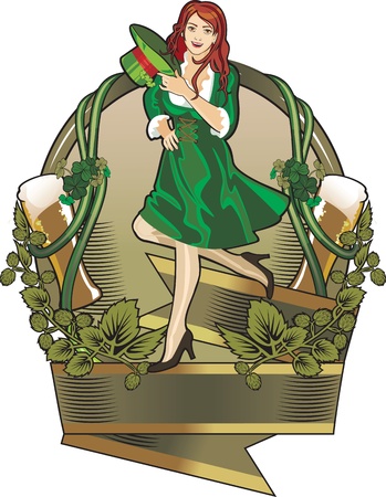 st. Patrick day girl  labelのイラスト素材