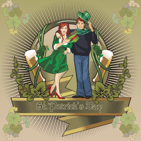 st. Patrick day girl  labelのイラスト素材