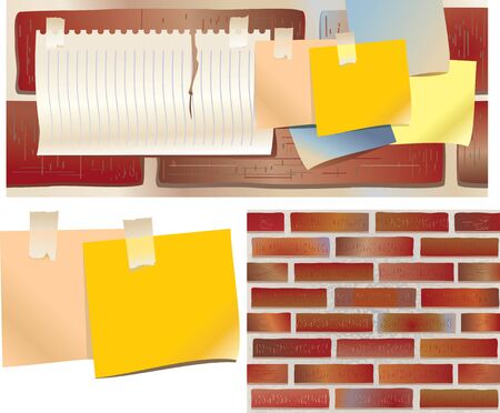 wall board and colored stickersのイラスト素材