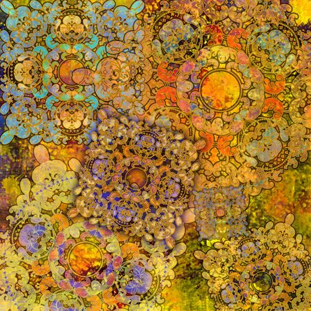oriental pattern orangeの写真素材