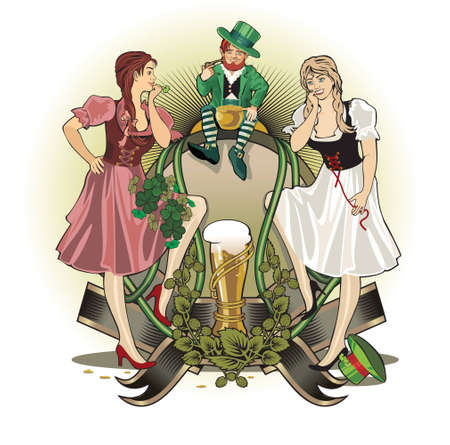 st.Patrick day girls and gnomeの写真素材