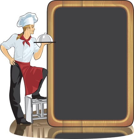 man cook and menu backgroundのイラスト素材