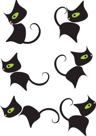 black kitty cartoon satのイラスト素材