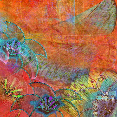 floral design tropical background red colorの写真素材