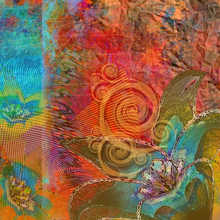 design floral exotic, red color backgroundの写真素材
