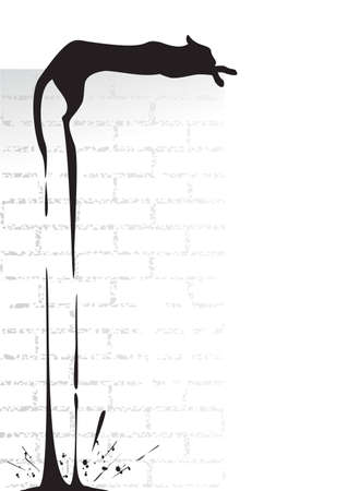 sleeping black cat on white backgroundのイラスト素材