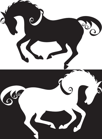 horses silhouette, simbolのイラスト素材