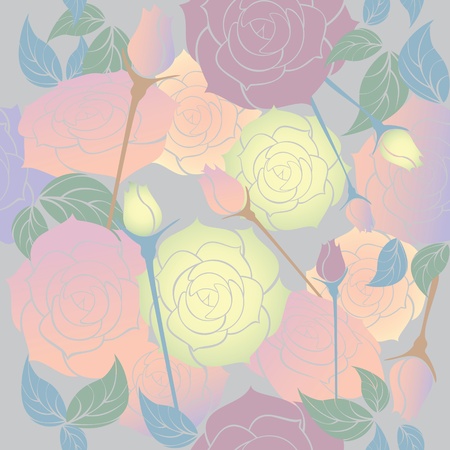 roses seamless pattern pastel colorのイラスト素材