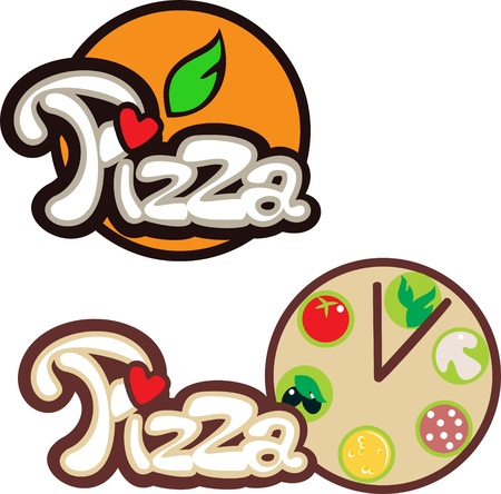 pizza label and pizza fontのイラスト素材