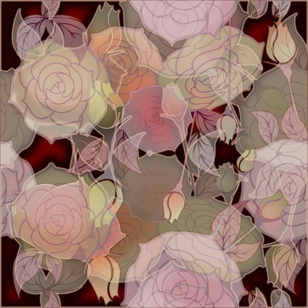 floral design pattern roses, bud pink on dark backgroundの写真素材