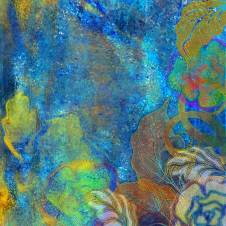 floral design blue exotic backgroundの写真素材