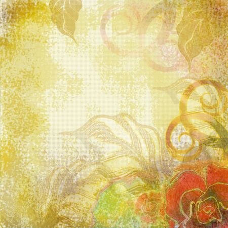 beige and yellow floral designの写真素材