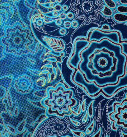 floral pattern dark blue, abrisの写真素材