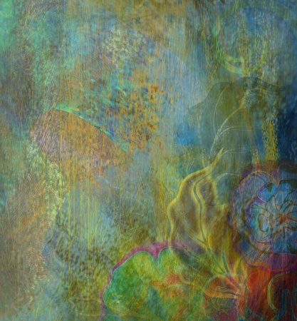 floral pattern old paint on wallの写真素材