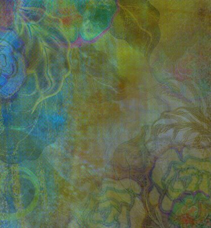 floral pattern , old wallpaper,old paint wall の写真素材