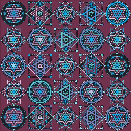 geometric pattern david stars on dark red backgroundのイラスト素材