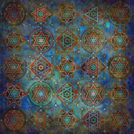 geometric pattern stars on dark backgroundの写真素材
