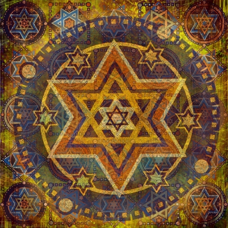 geometric pattern stars on dark backgroundの写真素材