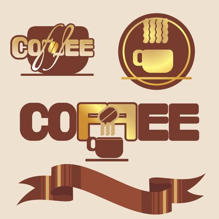 coffee logo, font labelのイラスト素材