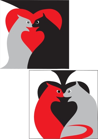 Fighting cats, valentane design elementのイラスト素材