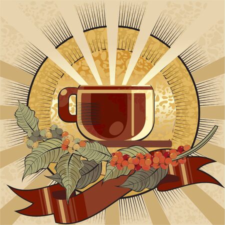 cup of coffee label coloredのイラスト素材