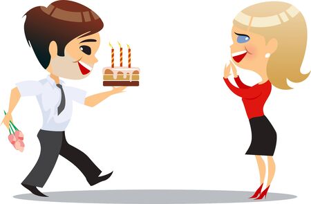 office party, man and girlのイラスト素材