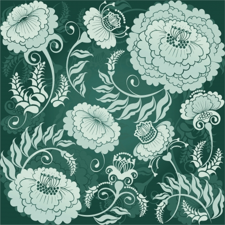 floral design green flowers, gradientのイラスト素材