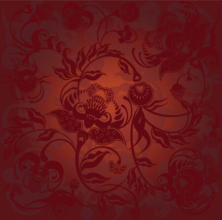 floral design, dark pattern gradientのイラスト素材