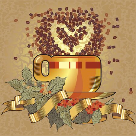  black coffee cup , retro label のイラスト素材