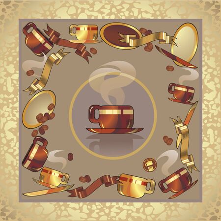 coffee cup set, backgroundのイラスト素材