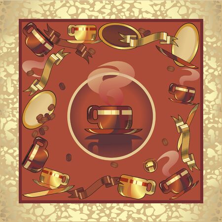 coffee cup set, background redのイラスト素材