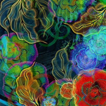 exotic fliral design on dark backgroundの写真素材