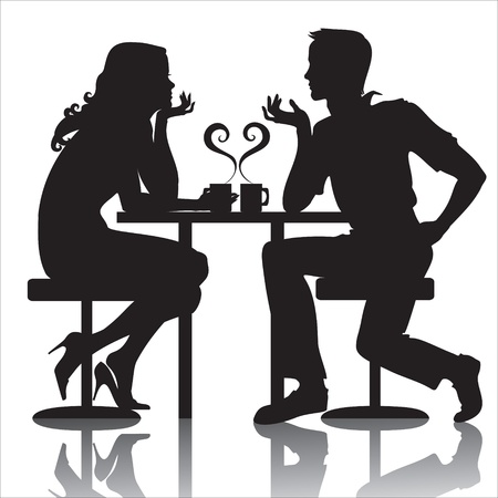 couples in cafeのイラスト素材