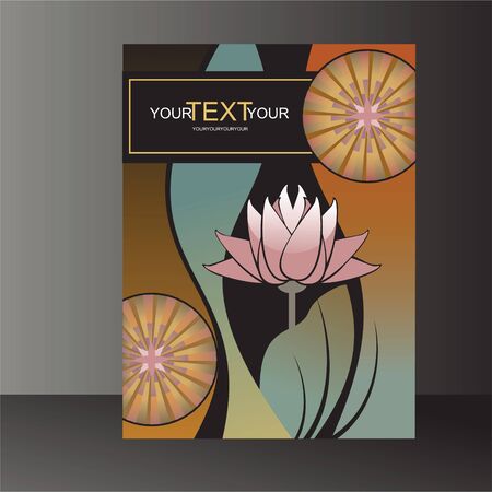 flowers lotus pattern, book backgroundのイラスト素材