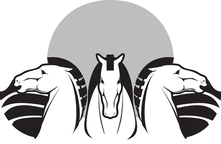 symbol animal,   silhouettes three horsesのイラスト素材