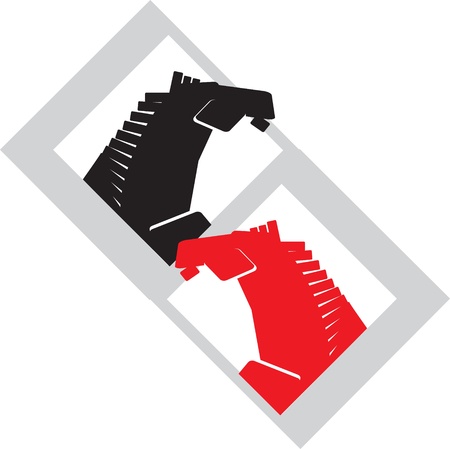 horse head red and blackのイラスト素材