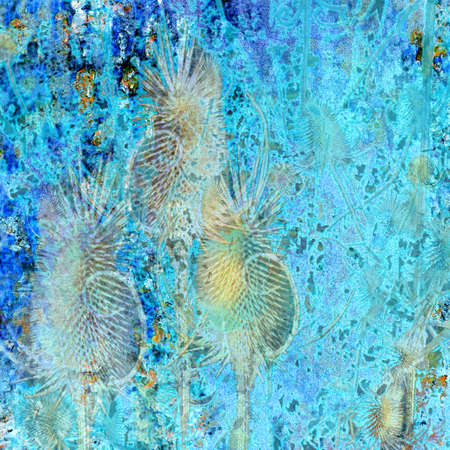 blue abstract background, old wallの写真素材