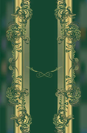 menu, floral design green, vintageのイラスト素材