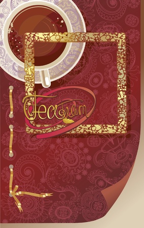 tea menu floral design,backgroundのイラスト素材