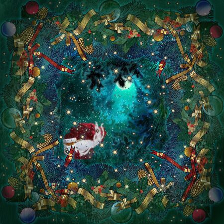 old winter christmas background, vintage の写真素材