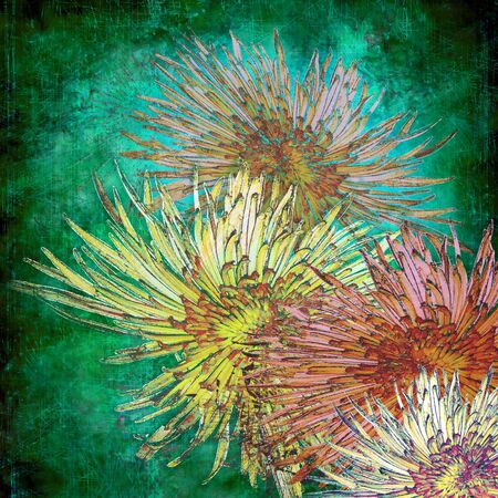 floral design chrysanthemum yellow, vintageの写真素材