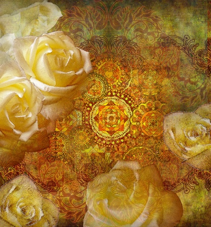 abstract background roses,scratches, old wallの写真素材