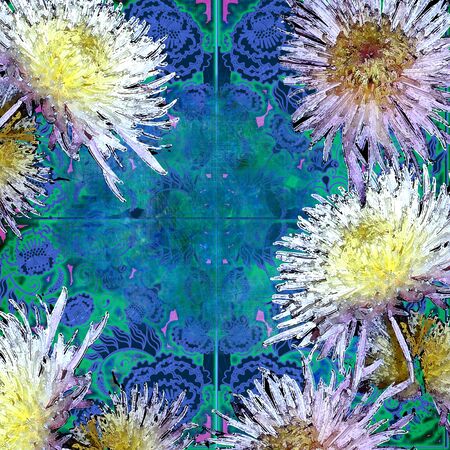 floral design chrysanthemum yellow, vintageの写真素材