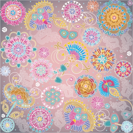 floral design on pink backgroundのイラスト素材